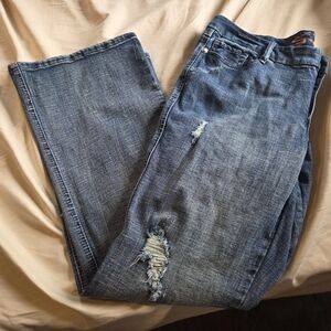 Seven7 Distressed Boot Cut Blue Jeans 16